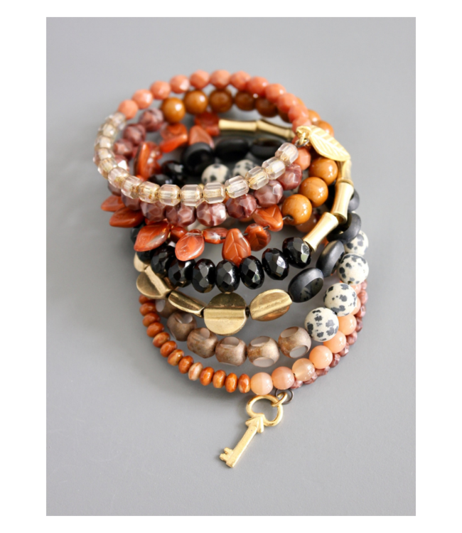 Black Caramel Jasper Wrap Bracelet