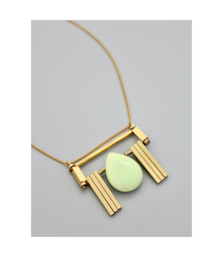 David Aubrey Magnesite and Brass Art Deco Necklace