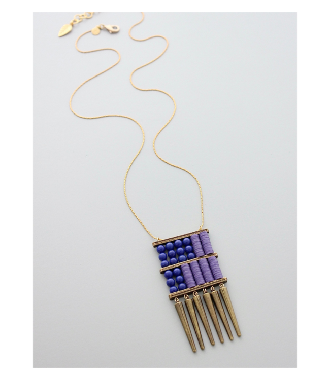 Navy and Purple Spike Necklace