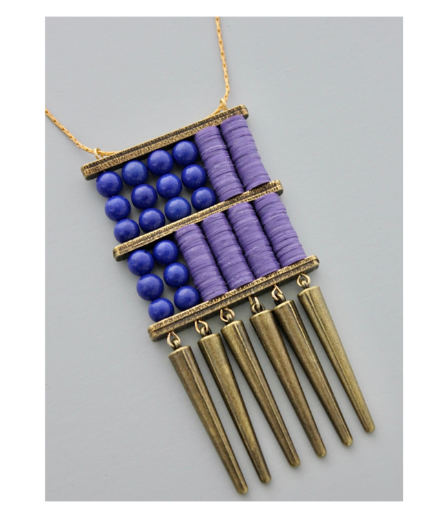 Navy and Purple Spike Necklace