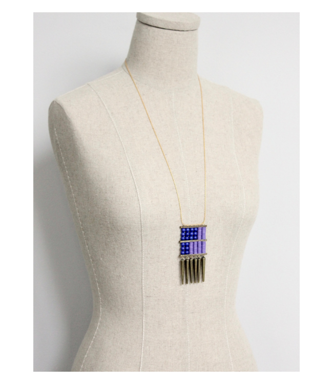 Navy and Purple Spike Necklace