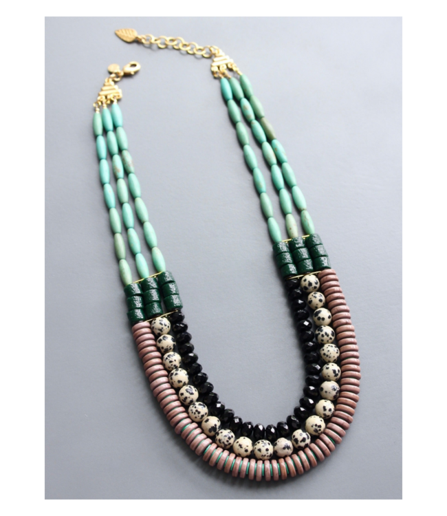 Tuquoise and Ghana Glass Necklace