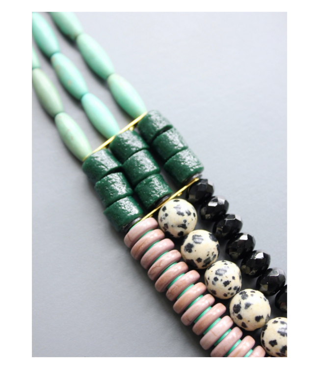 Tuquoise and Ghana Glass Necklace