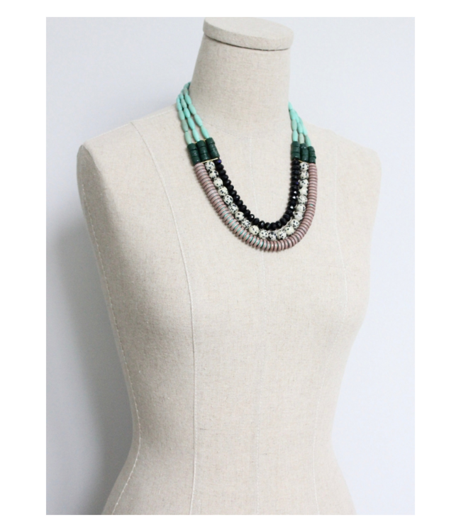 Tuquoise and Ghana Glass Necklace