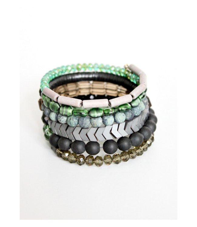 Green and Black Wrap Bracelet