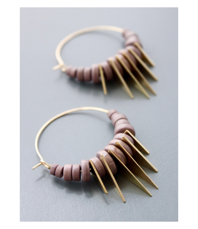Mauve and Brass Hoops