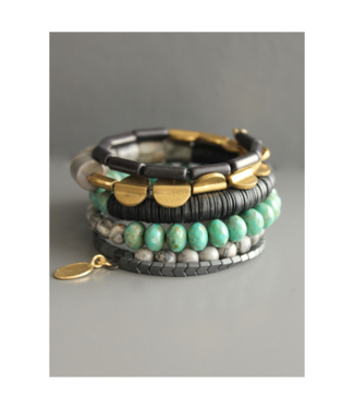 David Aubrey Black and Turquoise Wrap Bracelet