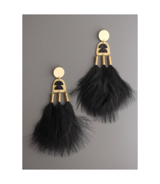 David Aubrey Black Feather Duster Earrings