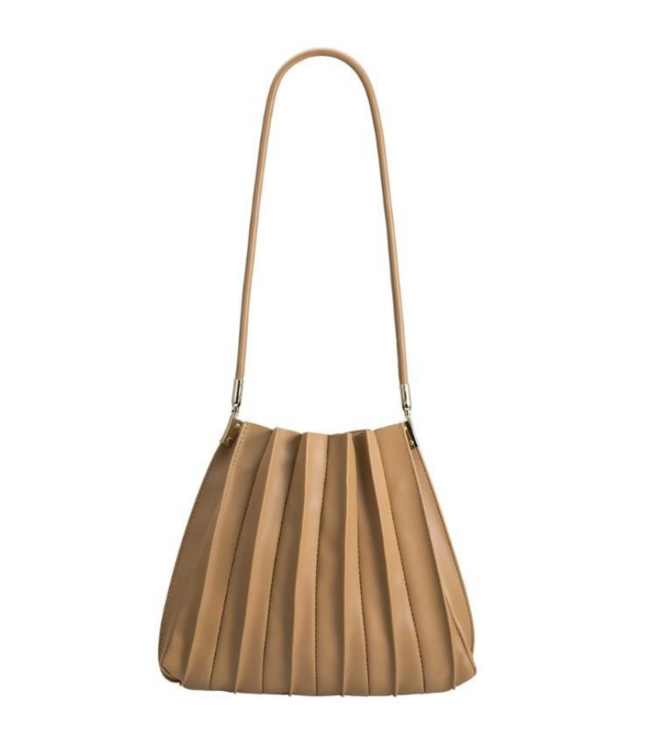 Carrie Taupe Pleated Bag