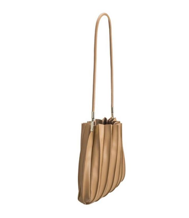 Carrie Taupe Pleated Bag