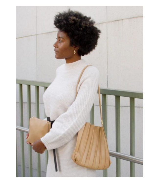 Carrie Taupe Pleated Bag