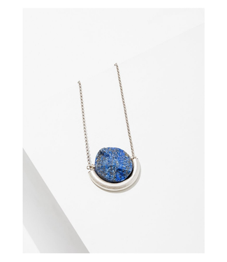 Sun and Moon Necklace in Lapis - Silver