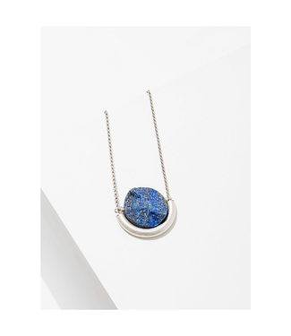 Sun and Moon Necklace in Lapis - Silver