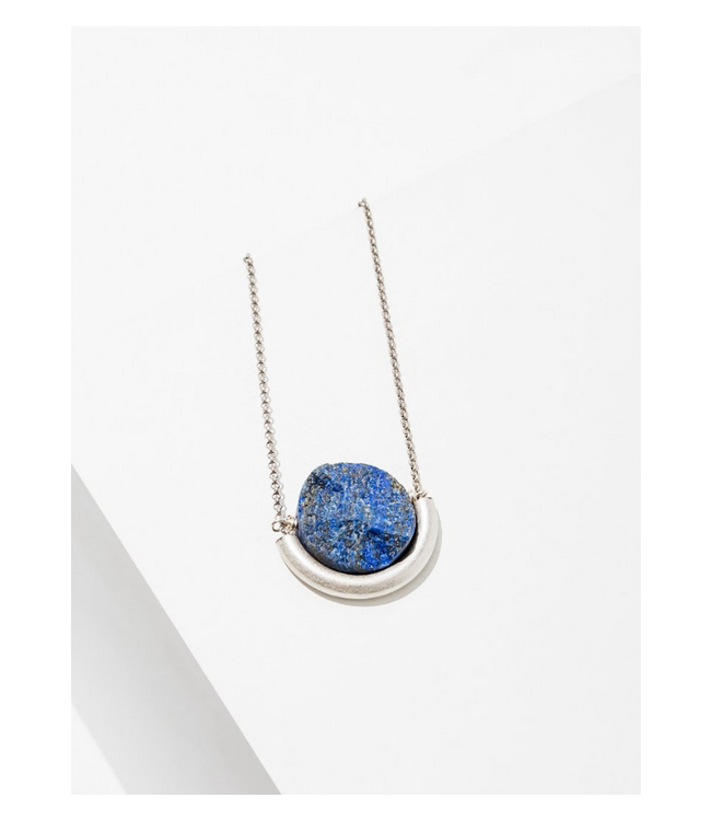 Sun and Moon Necklace in Lapis - Silver