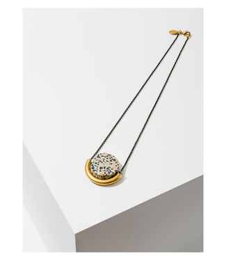 Sun and Moon Necklace in Dalmatian Jasper