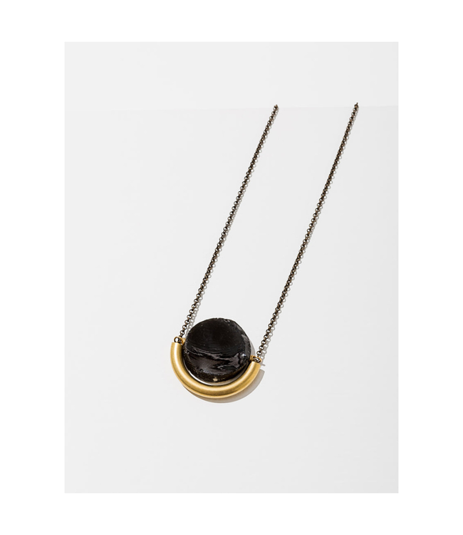 Sun and Moon Necklace in Onyx