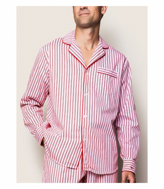 Men's Antique Red Twill Ticking Pajama Set