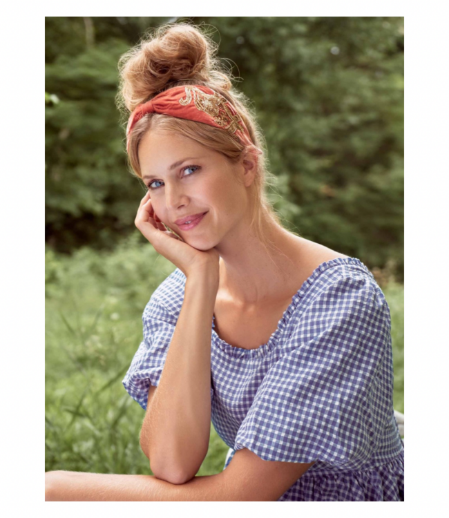 Velvet Headband - Elephant in Terracotta