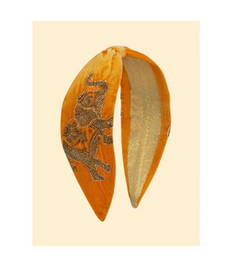 Powder Design Velvet Headband - Elephant in Mustard