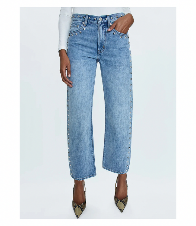 Lexi Mid Rise Bowed Straight Jeans