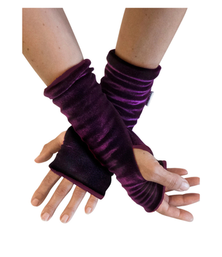 Anna Falcke Velvet Wristees Fingerless Gloves - Wine