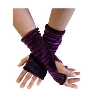 Anna Falcke Velvet Wristees Fingerless Gloves - Wine