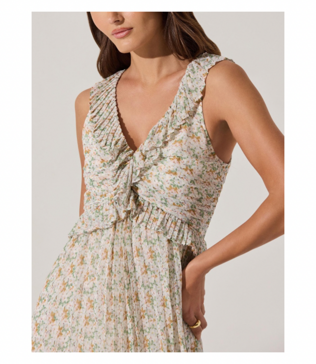 Pleated Dress with Ruffles