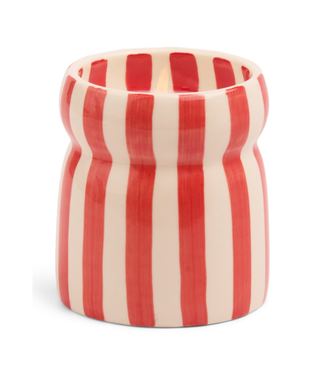 Red Cabana Striped Candle