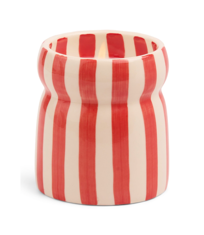 Red Cabana Striped Candle