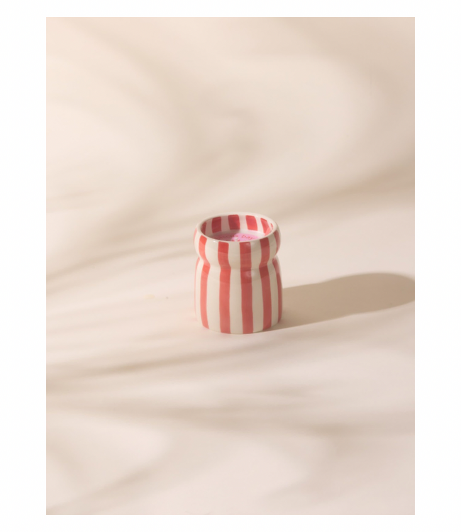 Red Cabana Striped Candle