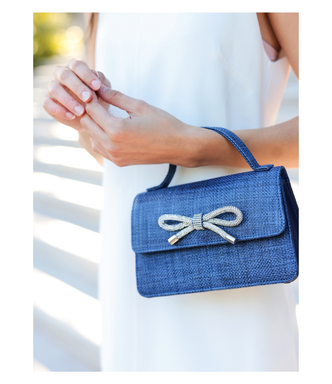 Bowie Straw Mini Bag- Navy