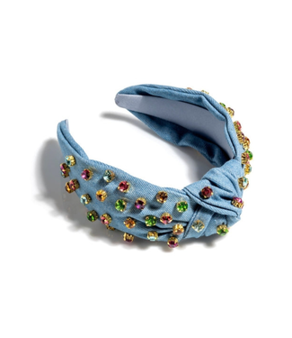 Embellished Denim Knotted Headband