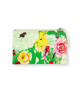 Dana Herbert Cottton Coin Purse Pink Poppy on Green