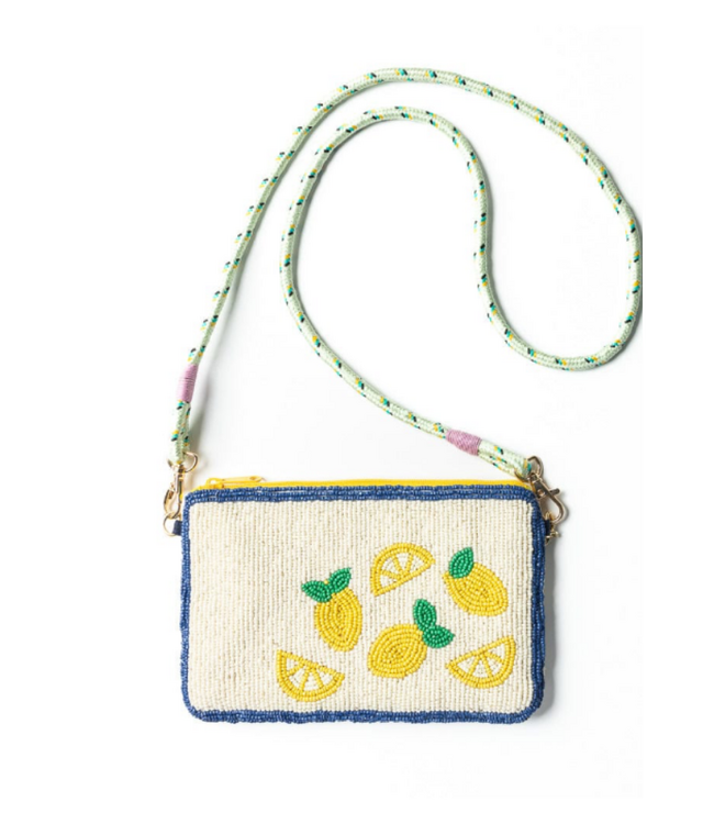 Leila lemons seed bead clutch with strap