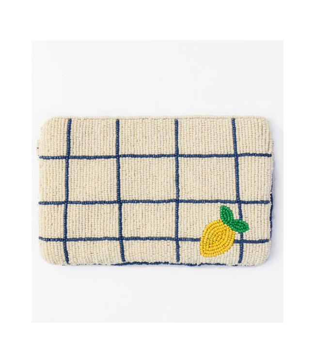 Leila lemons seed bead clutch with strap