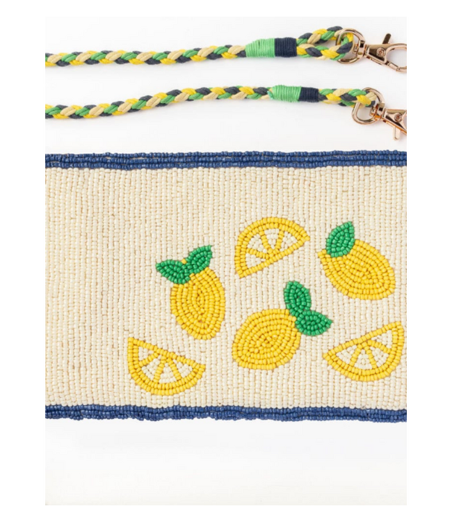 Leila lemons seed bead clutch with strap