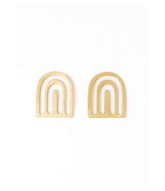Willow arches drop earrings brass