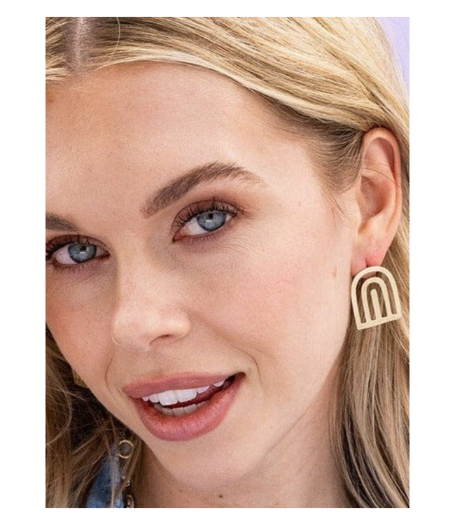 Willow arches drop earrings brass