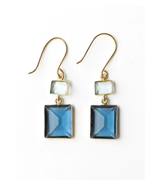 Veronica two tone color cut glass dangle earring b