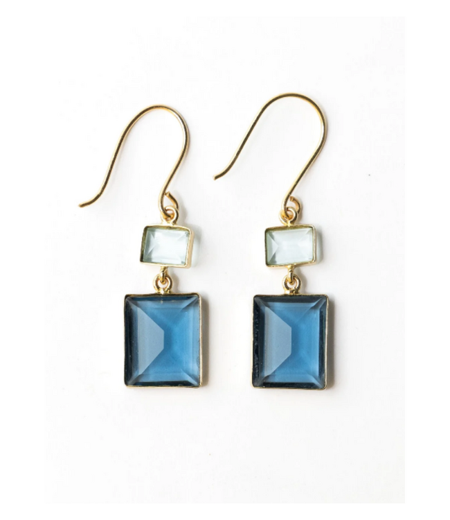 Veronica Two Tone Color Cut Glass Dangle Earring