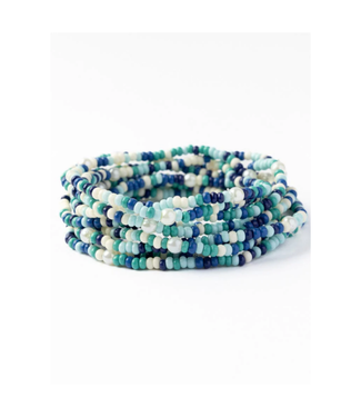Ink + Alloy Sage confetti beaded 10 strand stretch bracelets b