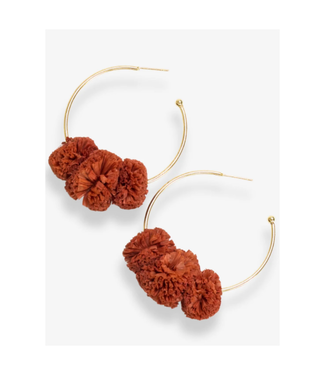 Ink + Alloy Rita raffia poms hoop earrings Rust