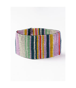 Ink + Alloy Penelope stripe vertical seed bead bracelet lilac