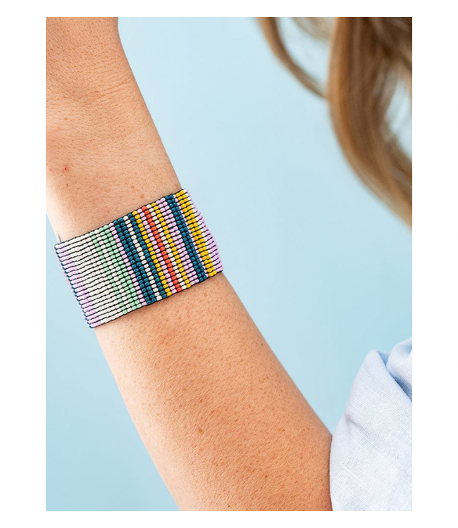 Penelope stripe vertical seed bead bracelet lilac