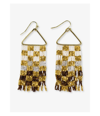 Paige ombre check luxe bead fringe earrings