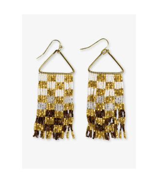 Ink + Alloy Paige ombre check luxe bead fringe earrings