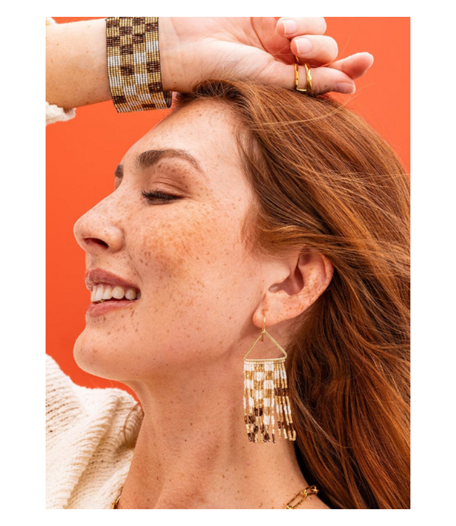 Paige ombre check luxe bead fringe earrings