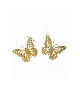 Ink + Alloy Monica butterfly dangle earrings brass