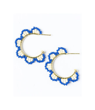 Ink + Alloy Luna beaded scallop gold hoop lapis blue