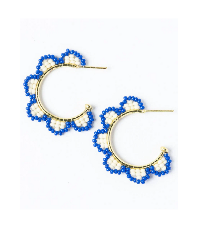 Luna beaded scallop gold hoop lapis blue